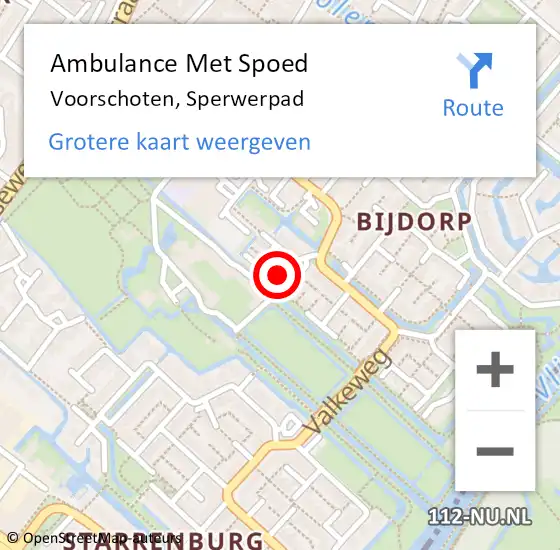 Locatie op kaart van de 112 melding: Ambulance Met Spoed Naar Voorschoten, Sperwerpad op 10 december 2015 23:19