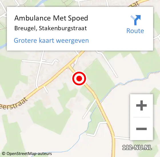 Locatie op kaart van de 112 melding: Ambulance Met Spoed Naar Breugel, Stakenburgstraat op 10 december 2015 23:29