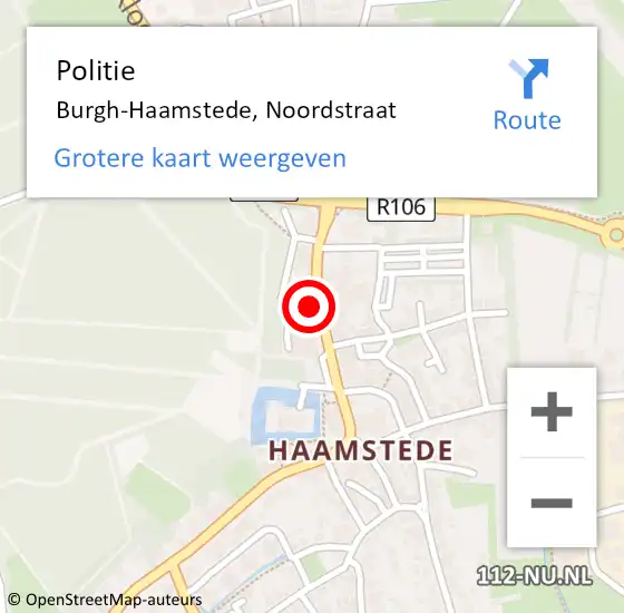 Locatie op kaart van de 112 melding: Politie Burgh-Haamstede, Noordstraat op 10 december 2015 23:43