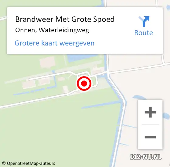 Locatie op kaart van de 112 melding: Brandweer Met Grote Spoed Naar Onnen, Waterleidingweg op 11 december 2015 00:35