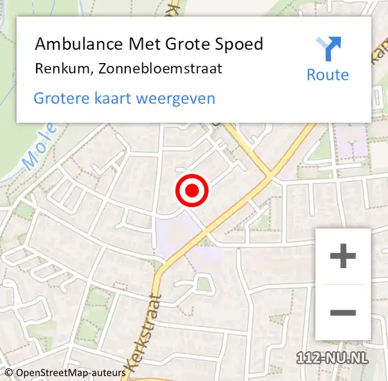 Locatie op kaart van de 112 melding: Ambulance Met Grote Spoed Naar Renkum, Zonnebloemstraat op 11 december 2015 02:19