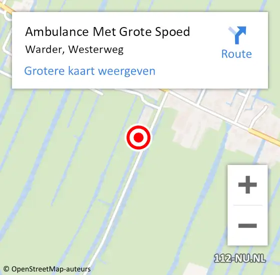 Locatie op kaart van de 112 melding: Ambulance Met Grote Spoed Naar Warder, Westerweg op 11 december 2015 05:09