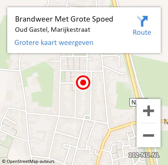 Locatie op kaart van de 112 melding: Brandweer Met Grote Spoed Naar Oud Gastel, Marijkestraat op 11 december 2015 07:25