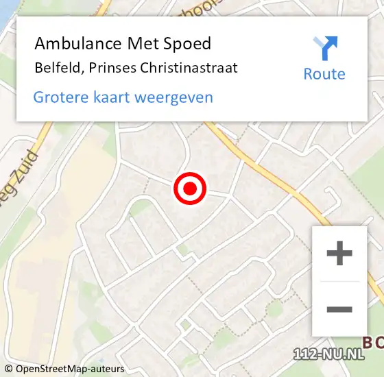 Locatie op kaart van de 112 melding: Ambulance Met Spoed Naar Belfeld, Prinses Christinastraat op 11 december 2015 07:26