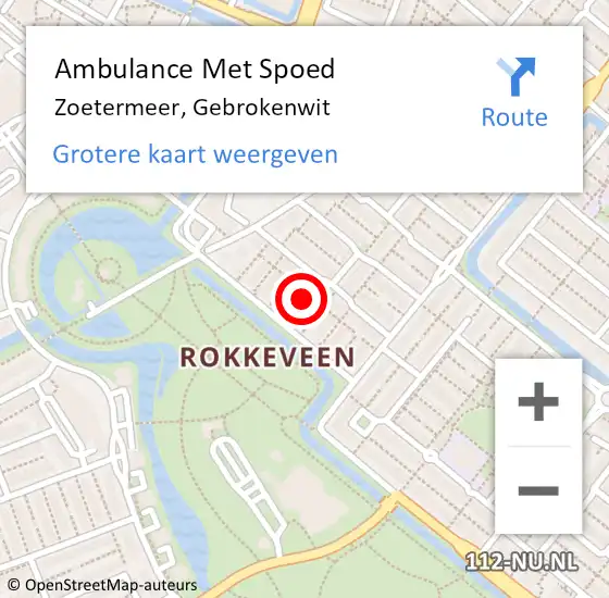 Locatie op kaart van de 112 melding: Ambulance Met Spoed Naar Zoetermeer, Gebrokenwit op 11 december 2015 08:52