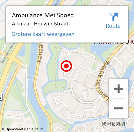 Locatie op kaart van de 112 melding: Ambulance Met Spoed Naar Alkmaar, Houweelstraat op 11 december 2015 10:02