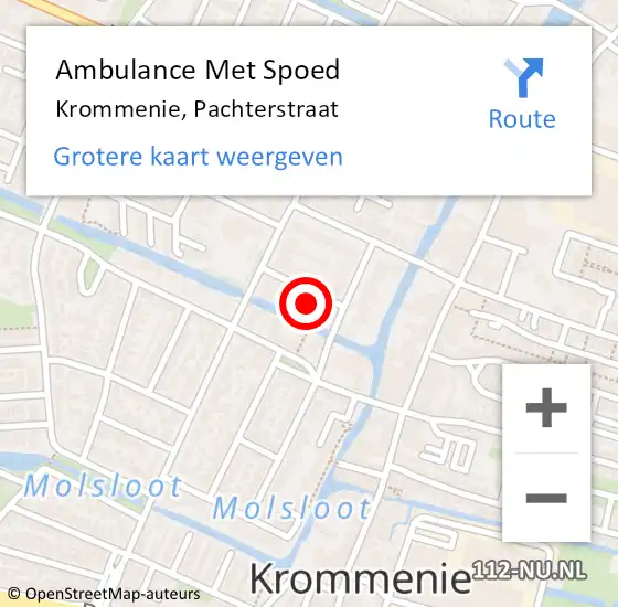 Locatie op kaart van de 112 melding: Ambulance Met Spoed Naar Krommenie, Pachterstraat op 11 december 2015 11:04