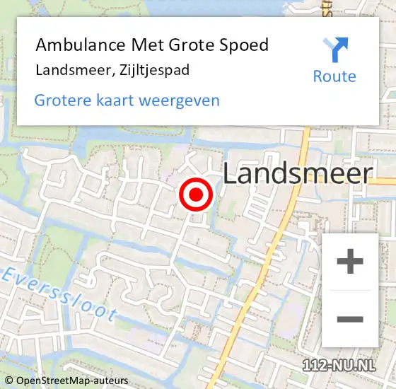 Locatie op kaart van de 112 melding: Ambulance Met Grote Spoed Naar Landsmeer, Zijltjespad op 11 december 2015 11:07