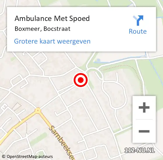 Locatie op kaart van de 112 melding: Ambulance Met Spoed Naar Boxmeer, Bocstraat op 11 december 2015 12:21