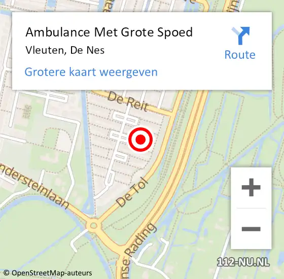 Locatie op kaart van de 112 melding: Ambulance Met Grote Spoed Naar Vleuten, De Nes op 14 september 2013 11:27