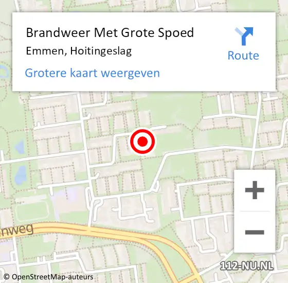 Locatie op kaart van de 112 melding: Brandweer Met Grote Spoed Naar Emmen, Hoitingeslag op 11 december 2015 12:35