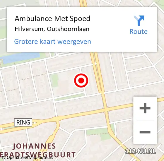 Locatie op kaart van de 112 melding: Ambulance Met Spoed Naar Hilversum, Outshoornlaan op 29 november 2013 16:29