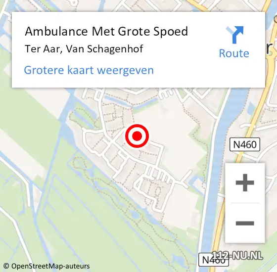 Locatie op kaart van de 112 melding: Ambulance Met Grote Spoed Naar Ter Aar, Van Schagenhof op 11 december 2015 13:16