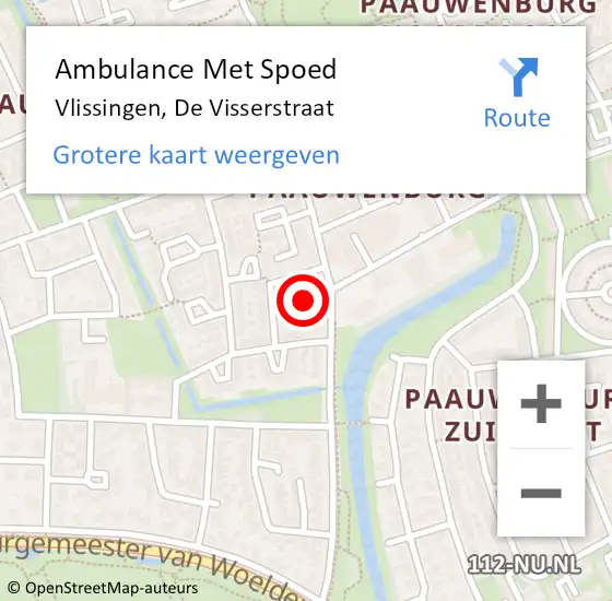Locatie op kaart van de 112 melding: Ambulance Met Spoed Naar Vlissingen, De Visserstraat op 11 december 2015 13:20