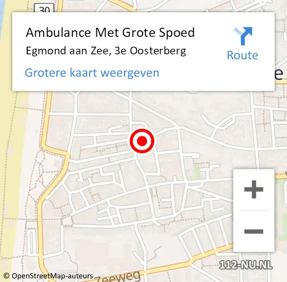 Locatie op kaart van de 112 melding: Ambulance Met Grote Spoed Naar Egmond aan Zee, 3e Oosterberg op 11 december 2015 13:31