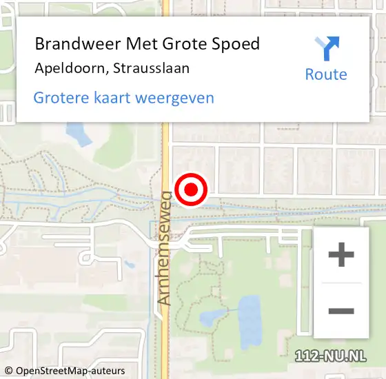 Locatie op kaart van de 112 melding: Brandweer Met Grote Spoed Naar Apeldoorn, Strausslaan op 29 november 2013 16:34