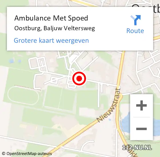 Locatie op kaart van de 112 melding: Ambulance Met Spoed Naar Oostburg, Baljuw Veltersweg op 11 december 2015 13:50