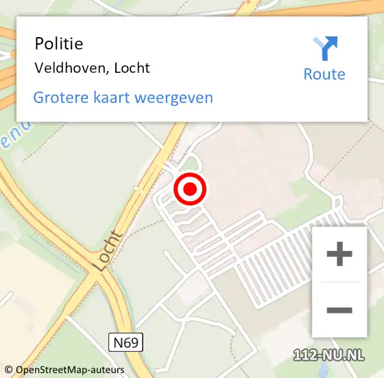 Locatie op kaart van de 112 melding: Politie Veldhoven, Locht op 11 december 2015 14:18