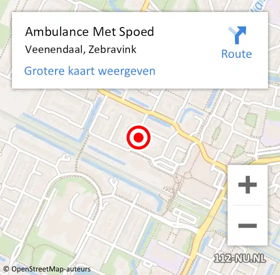 Locatie op kaart van de 112 melding: Ambulance Met Spoed Naar Veenendaal, Zebravink op 11 december 2015 15:14