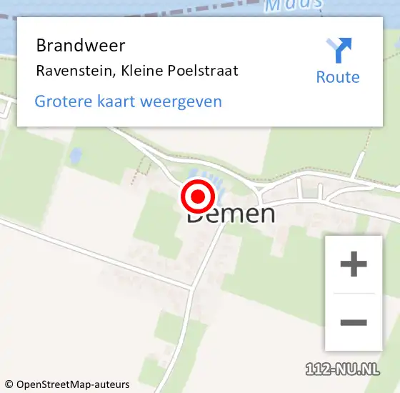 Locatie op kaart van de 112 melding: Brandweer Ravenstein, Kleine Poelstraat op 11 december 2015 15:25