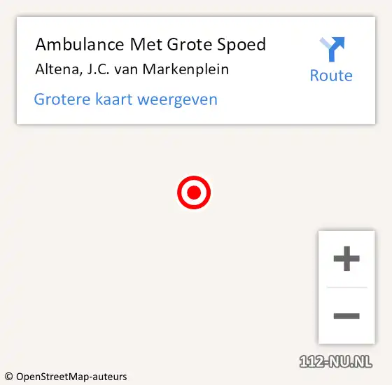 Locatie op kaart van de 112 melding: Ambulance Met Grote Spoed Naar Altena, J.C. van Markenplein op 11 december 2015 15:38
