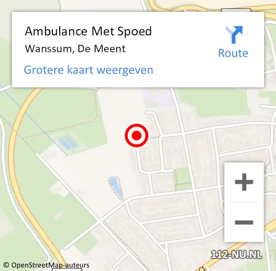 Locatie op kaart van de 112 melding: Ambulance Met Spoed Naar Wanssum, De Meent op 11 december 2015 16:02