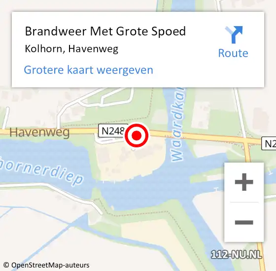 Locatie op kaart van de 112 melding: Brandweer Met Grote Spoed Naar Kolhorn, Havenweg op 11 december 2015 17:15