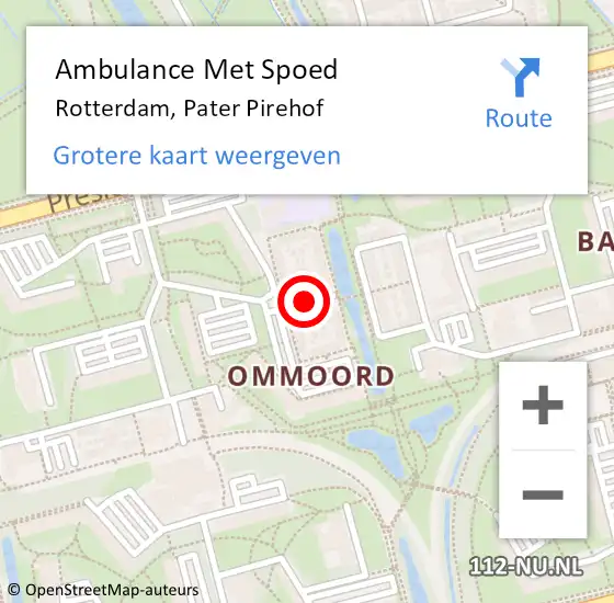 Locatie op kaart van de 112 melding: Ambulance Met Spoed Naar Rotterdam, Pater Pirehof op 11 december 2015 17:35