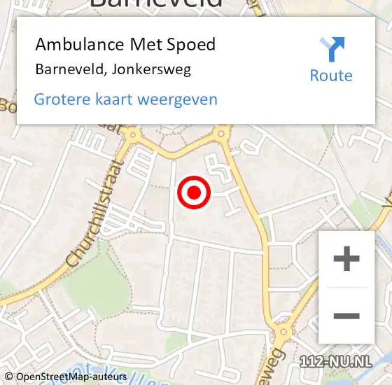 Locatie op kaart van de 112 melding: Ambulance Met Spoed Naar Barneveld, Jonkersweg op 11 december 2015 18:07