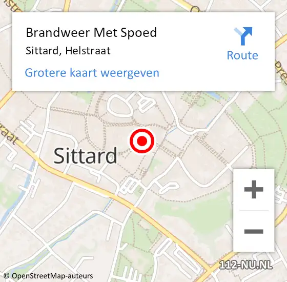 Locatie op kaart van de 112 melding: Brandweer Met Spoed Naar Sittard, Helstraat op 11 december 2015 18:22