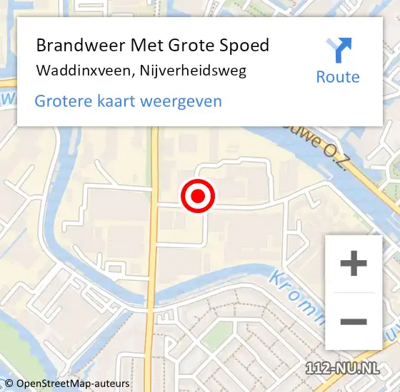 Locatie op kaart van de 112 melding: Brandweer Met Grote Spoed Naar Waddinxveen, Nijverheidsweg op 11 december 2015 18:37