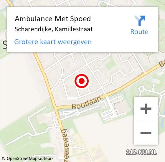 Locatie op kaart van de 112 melding: Ambulance Met Spoed Naar Scharendijke, Kamillestraat op 11 december 2015 18:51