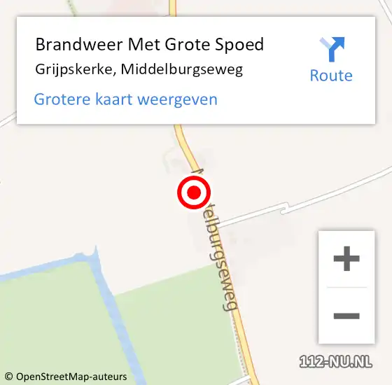 Locatie op kaart van de 112 melding: Brandweer Met Grote Spoed Naar Grijpskerke, Middelburgseweg op 11 december 2015 19:23