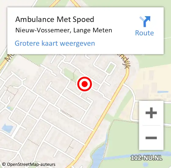 Locatie op kaart van de 112 melding: Ambulance Met Spoed Naar Nieuw-Vossemeer, Lange Meten op 11 december 2015 19:27