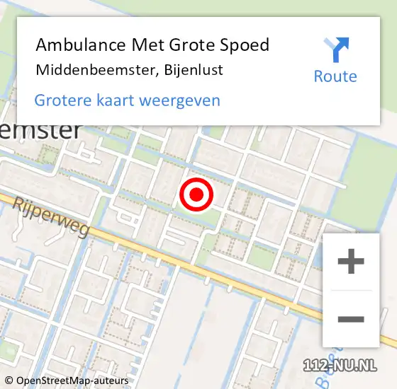 Locatie op kaart van de 112 melding: Ambulance Met Grote Spoed Naar Middenbeemster, Bijenlust op 11 december 2015 19:50