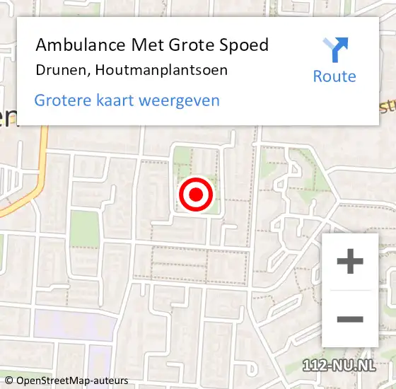 Locatie op kaart van de 112 melding: Ambulance Met Grote Spoed Naar Drunen, Houtmanplantsoen op 29 november 2013 17:12