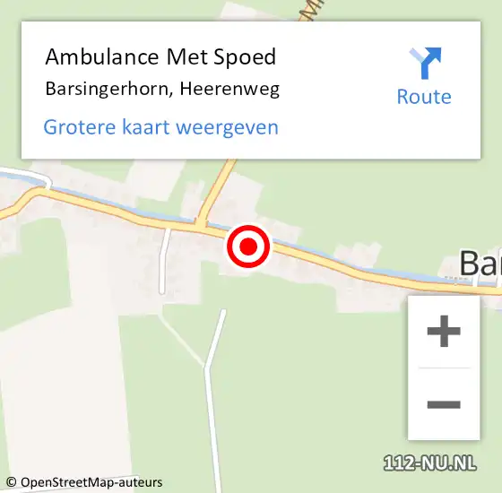 Locatie op kaart van de 112 melding: Ambulance Met Spoed Naar Barsingerhorn, Heerenweg op 11 december 2015 20:19