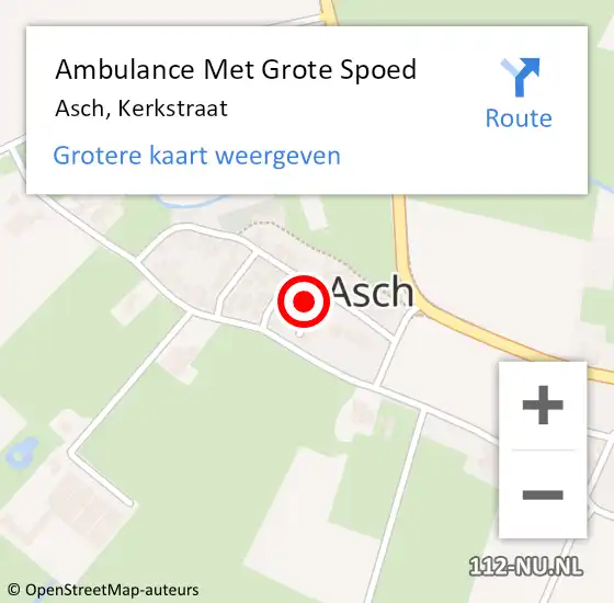 Locatie op kaart van de 112 melding: Ambulance Met Grote Spoed Naar Asch, Kerkstraat op 11 december 2015 21:25