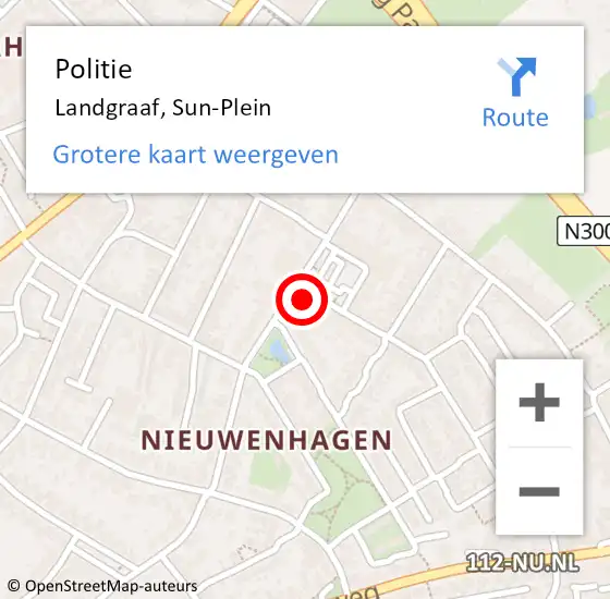 Locatie op kaart van de 112 melding: Politie Landgraaf, Sun-Plein op 11 december 2015 21:29