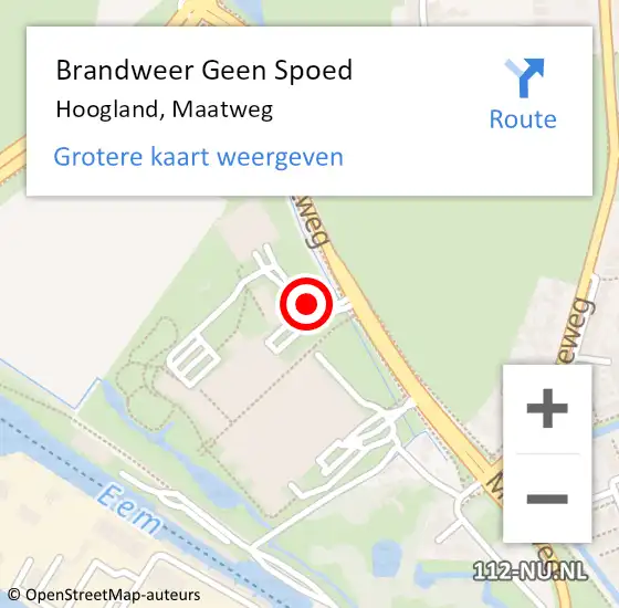 Locatie op kaart van de 112 melding: Brandweer Geen Spoed Naar Hoogland, Maatweg op 11 december 2015 22:00