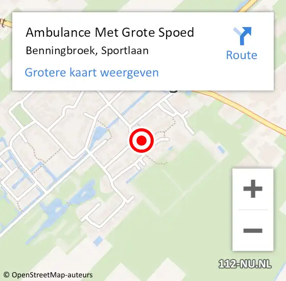 Locatie op kaart van de 112 melding: Ambulance Met Grote Spoed Naar Benningbroek, Sportlaan op 11 december 2015 22:51