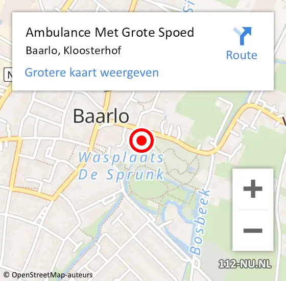 Locatie op kaart van de 112 melding: Ambulance Met Grote Spoed Naar Baarlo, Kloosterhof op 11 december 2015 22:55