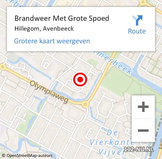 Locatie op kaart van de 112 melding: Brandweer Met Grote Spoed Naar Hillegom, Avenbeeck op 11 december 2015 23:38