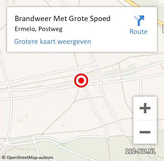 Locatie op kaart van de 112 melding: Brandweer Met Grote Spoed Naar Ermelo, Postweg op 11 december 2015 23:50