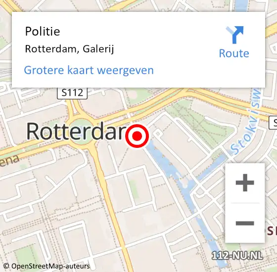 Locatie op kaart van de 112 melding: Politie Rotterdam, Galerij op 29 november 2013 17:31