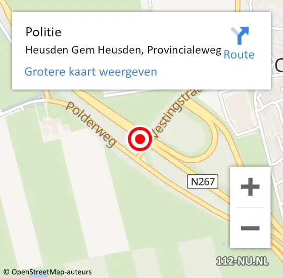 Locatie op kaart van de 112 melding: Politie Heusden Gem Heusden, Provincialeweg op 29 november 2013 17:37