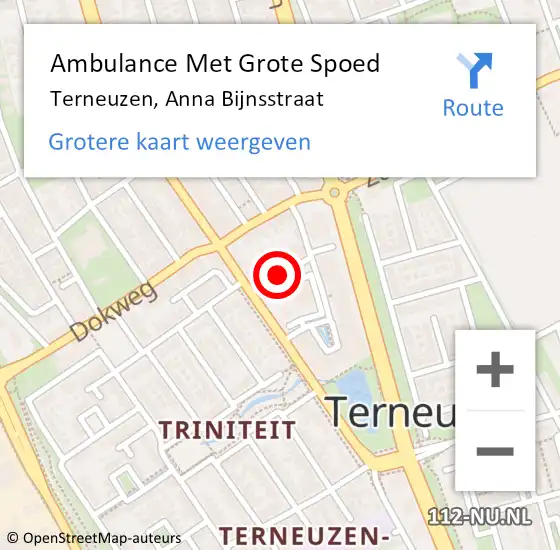 Locatie op kaart van de 112 melding: Ambulance Met Grote Spoed Naar Terneuzen, Anna Bijnsstraat op 29 november 2013 17:41