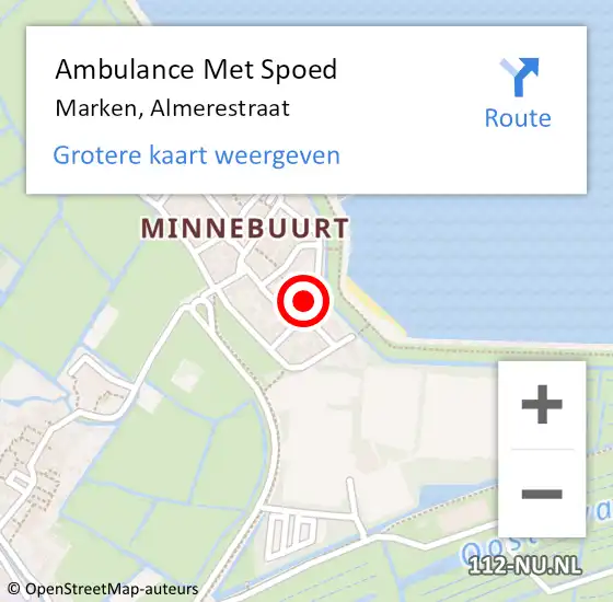 Locatie op kaart van de 112 melding: Ambulance Met Spoed Naar Marken, Almerestraat op 12 december 2015 05:48