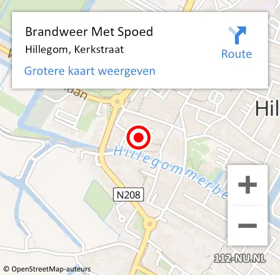 Locatie op kaart van de 112 melding: Brandweer Met Spoed Naar Hillegom, Kerkstraat op 12 december 2015 08:47