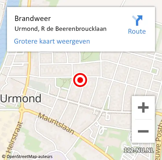 Locatie op kaart van de 112 melding: Brandweer Urmond, R de Beerenbroucklaan op 29 november 2013 17:59